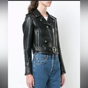ReDone Cropped Motorcycle Leather Jacket